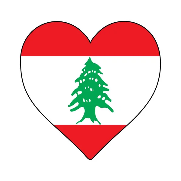 Libanonská Vlajka Tvaru Srdce Miluju Libanon Navštivte Libanon Blízký Východ — Stockový vektor