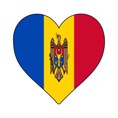 Moldova Heart Shape Flag. Love Moldova. Visit Moldova. Eastern Europe. Europe. European Union. Vector Illustration Graphic Design.