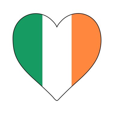 Ireland Heart Shape Flag. Love Ireland. Visit Ireland. Northern Europe. Europe. European Union. Vector Illustration Graphic Design.