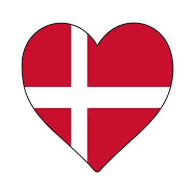 Denmark Heart Shape Flag. Love Denmark. Visit Denmark. Northern Europe. Europe. European Union. Vector Illustration Graphic Design.