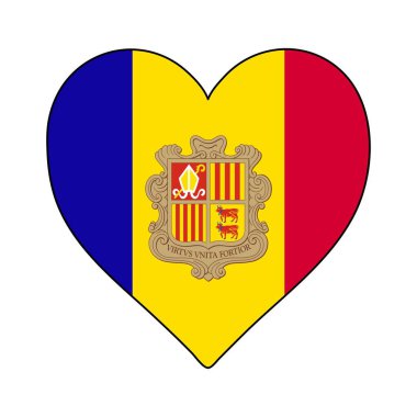 Andorra Heart Shape Flag. Love Andorra. Visit Andorra. Southern Europe. Europe. European Union. Vector Illustration Graphic Design.