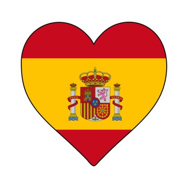 Spain Heart Shape Flag. Love Spain. Visit Spain. Southern Europe. Europe. European Union. Vector Illustration Graphic Design.