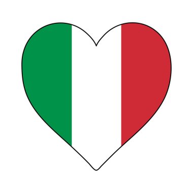 Italy Heart Shape Flag. Love Italy. Visit Italy. Southern Europe. Europe. European Union. Vector Illustration Graphic Design.