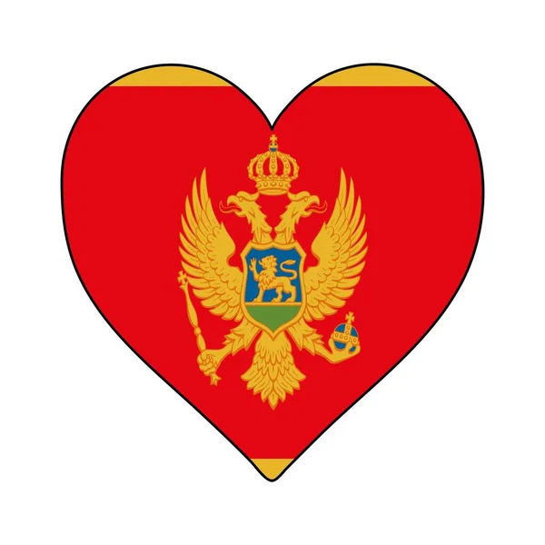 Flaga Kształtu Serca Czarnogóry Kocham Czarnogórę Odwiedź Czarnogórę Południowa Europa — Wektor stockowy