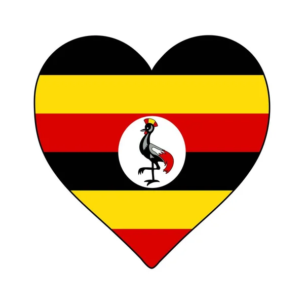 Флаг Уганды Форме Сердца Люблю Уганду Посетите Уганду Северная Африка — стоковый вектор