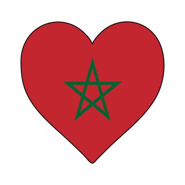 Morocco Heart Shape Flag. Love Morocco. Visit Morocco. Northern Africa. African Union. Vector Illustration Graphic Design.
