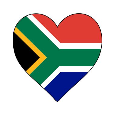 South Africa Heart Shape Flag. Love South Africa. Visit South Africa. Southern Africa. African Union. Vector Illustration Graphic Design.