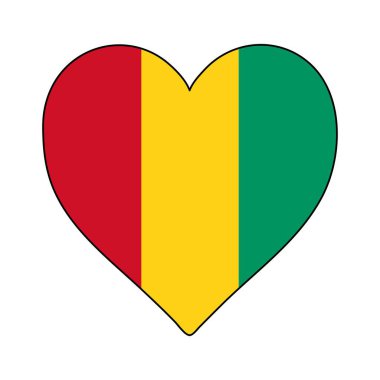 Guinea Heart Shape Flag. Love Guinea. Visit Guinea. Southern Africa. African Union. Vector Illustration Graphic Design.