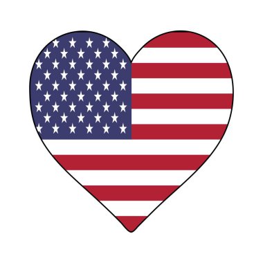 United States of America Heart Shape Flag. Love United States. Visit United States of America. Northern America. America. Vector Illustration Graphic Design.