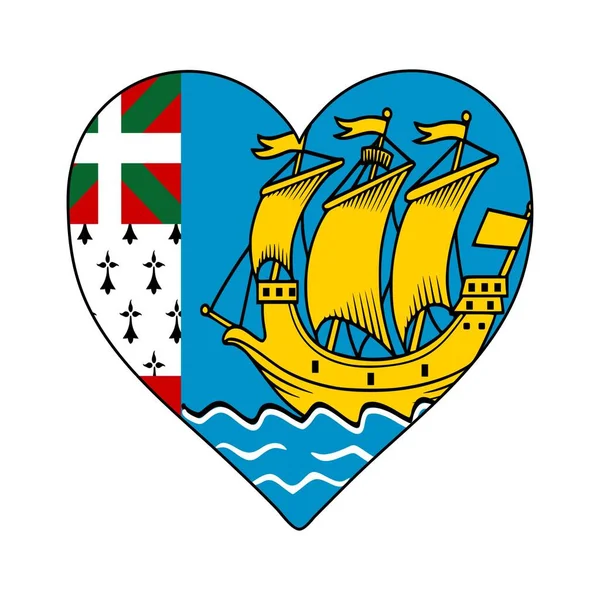 Σημαία Σχήμα Καρδιάς Σαιν Πιέρ Και Μικελόν Αγάπη Σαιν Πιέρ — Διανυσματικό Αρχείο