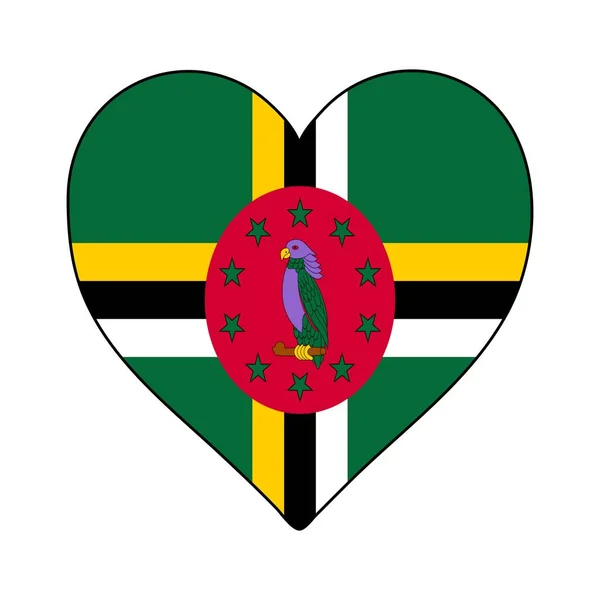 Dominica Heart Shape Flag Love Dominica Visit Dominica Caribbean Latin — Stock Vector