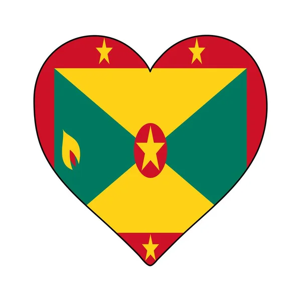 Grenada Heart Shape Flag Love Grenada Visit Grenada Caribbean Latin — Vector de stock