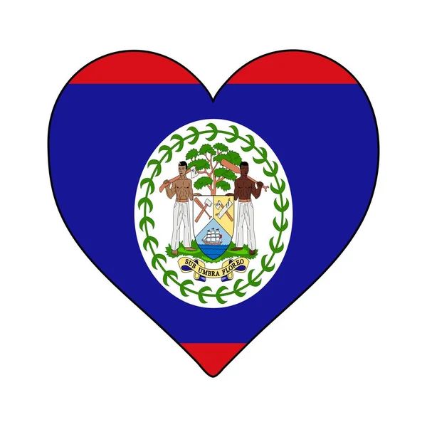 Belize Heart Shape Flag Love Belize Visit Belize Central America — Archivo Imágenes Vectoriales