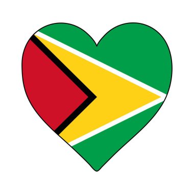 Guyana Heart Shape Flag. Love Guyana. Visit Guyana. South America. Latin America. Vector Illustration Graphic Design.