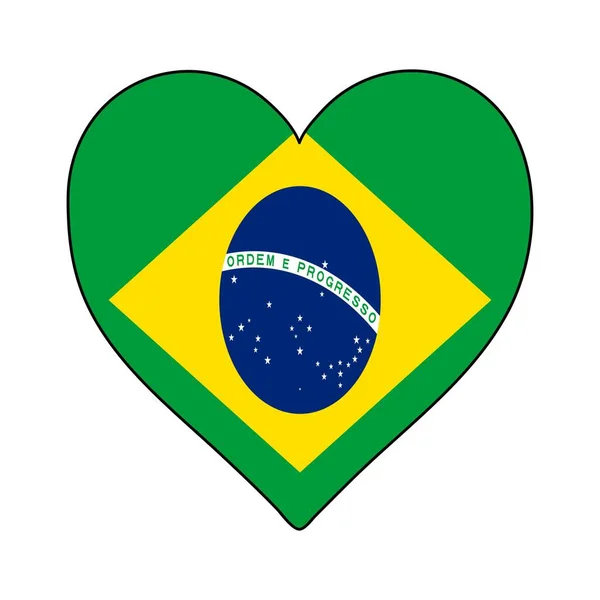 Brazil Heart Shape Flag Love Brazil Visit Brazil South America — 图库矢量图片