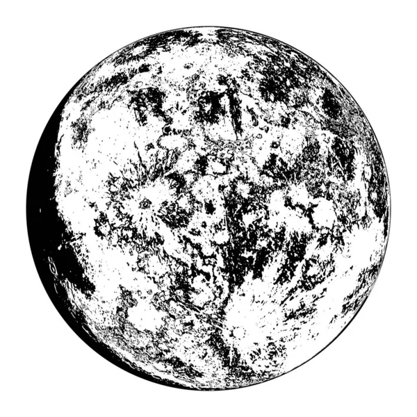 Szczegółowa Ilustracja Księżyca Białym Tle Projekt Graficzny Ilustracji Wektorowej — Wektor stockowy