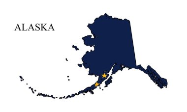 Alaska harita vektör çizimi. Küresel ekonomi Amerika 'da. Kuzey Amerika. Birleşik Devletler. Amerika. ABD.