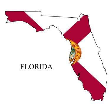 Florida harita vektör çizimi. Küresel ekonomi Amerika 'da. Kuzey Amerika. Birleşik Devletler. Amerika. ABD.