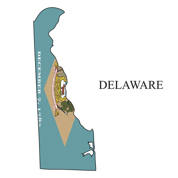 Ilustracja Wektora Mapy Delaware Globalna Gospodarka Stan Ameryce Ameryka Północna — Wektor stockowy