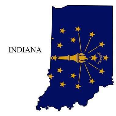Indiana harita vektör illüstrasyonu. Küresel ekonomi Amerika 'da. Kuzey Amerika. Birleşik Devletler. Amerika. ABD.