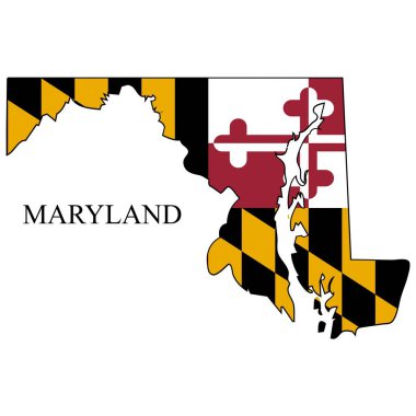 Maryland harita vektör çizimi. Küresel ekonomi Amerika 'da. Kuzey Amerika. Birleşik Devletler. Amerika. ABD.