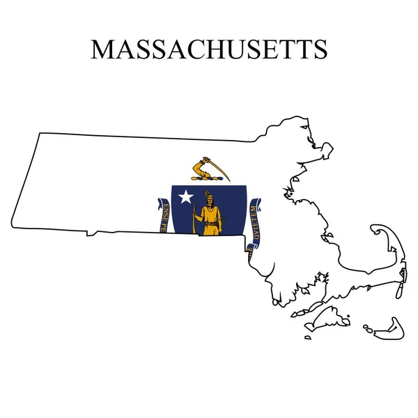 Illustrazione Vettoriale Della Mappa Del Massachusetts Economia Globale Stato America — Vettoriale Stock