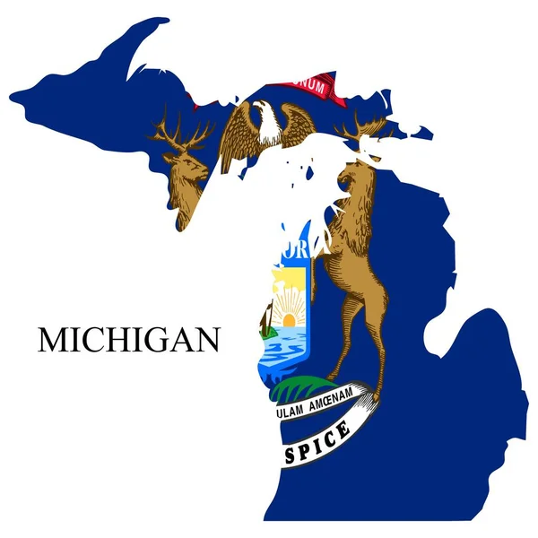 Michigan Kaart Vector Illustratie Mondiale Economie Staat Amerika Noord Amerika — Stockvector