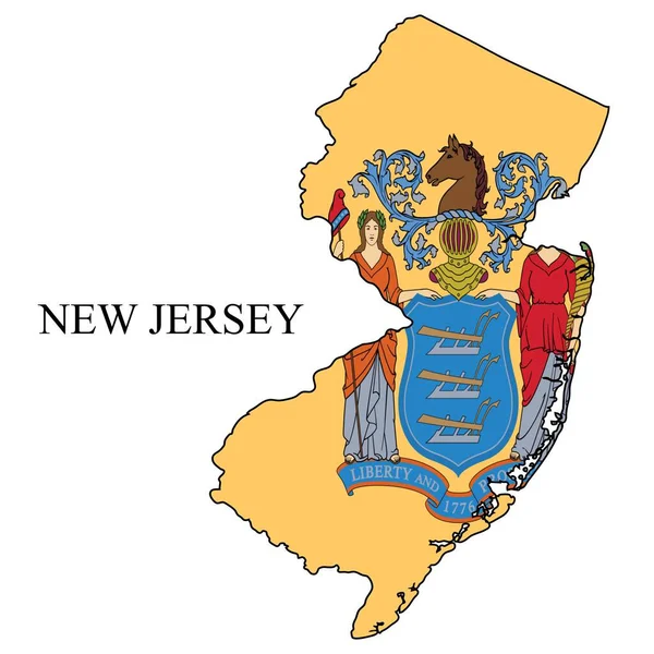 New Jersey Mappa Vettoriale Illustrazione Economia Globale Stato America Nord — Vettoriale Stock