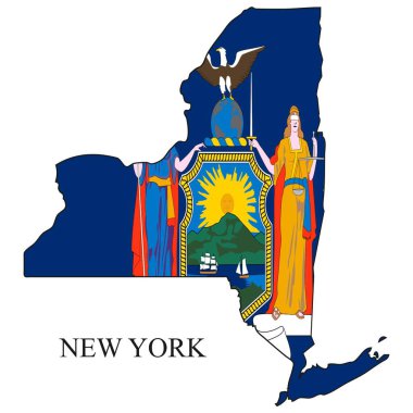 New York harita vektör çizimi. Küresel ekonomi Amerika 'da. Kuzey Amerika. Birleşik Devletler. Amerika. ABD.