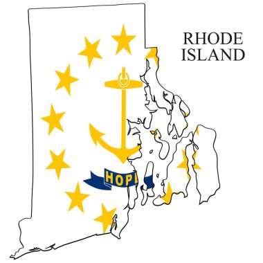 Rhode Island harita vektör çizimi. Küresel ekonomi Amerika 'da. Kuzey Amerika. Birleşik Devletler. Amerika. ABD.