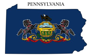Pennsylvania harita vektör çizimi. Küresel ekonomi Amerika 'da. Kuzey Amerika. Birleşik Devletler. Amerika. ABD.