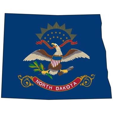 Kuzey Dakota harita vektör çizimi. Küresel ekonomi Amerika 'da. Kuzey Amerika. Birleşik Devletler. Amerika. ABD.