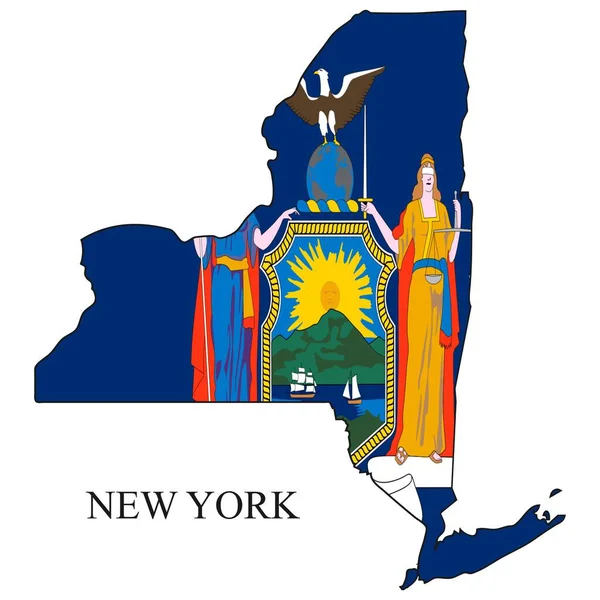 New York Kaart Vector Illustratie Mondiale Economie Staat Amerika Noord — Stockvector