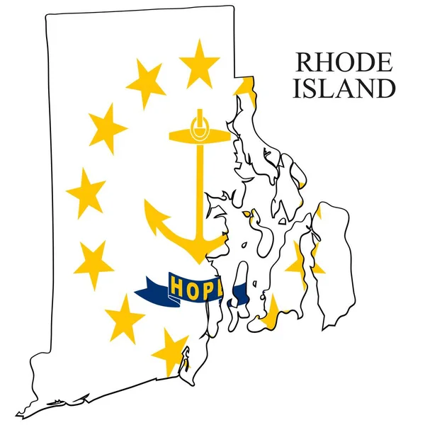 Rhode Island Mappa Vettoriale Illustrazione Economia Globale Stato America Nord — Vettoriale Stock