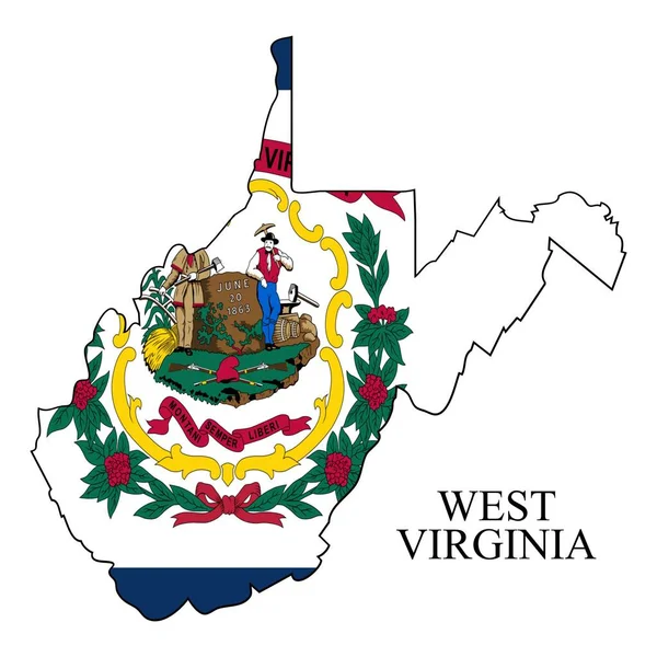 West Virginia Mappa Vettoriale Illustrazione Economia Globale Stato America Nord — Vettoriale Stock