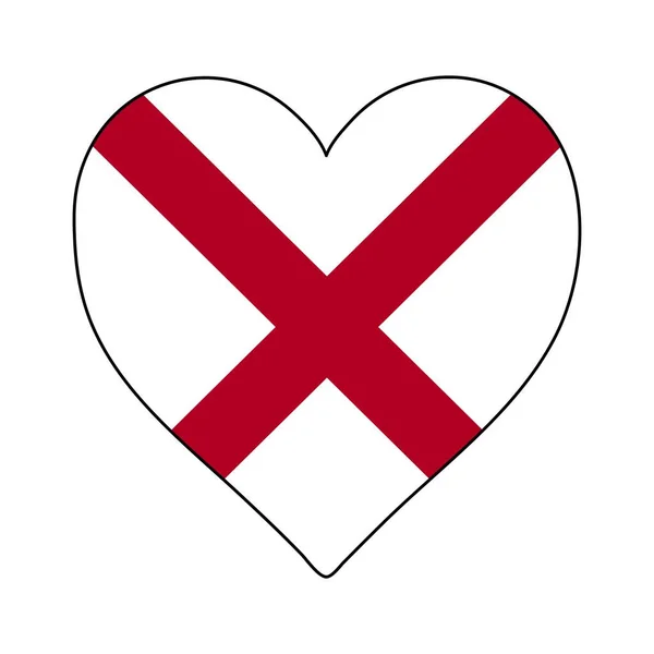 Флаг Сердечной Формы Алабамы Люблю Алабаму Посетите Алабаму Северная Америка — стоковый вектор