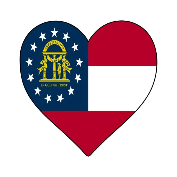 Bandiera Georgia Forma Cuore Amo Georgia Visita Georgia Nord America — Vettoriale Stock