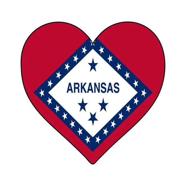 Bandiera Arkansas Forma Cuore Amo Arkansas Visita Arkansas Nord America — Vettoriale Stock