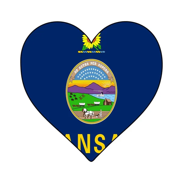 Σημαία Σχήμα Καρδιάς Του Κάνσας Λατρεύω Κάνσας Πήγαινε Στο Κάνσας — Διανυσματικό Αρχείο