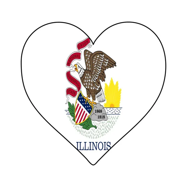 Σημαία Σχήμα Καρδιάς Ιλινόις Λατρεύω Ιλινόις Πήγαινε Στο Ιλινόις Βόρεια — Διανυσματικό Αρχείο