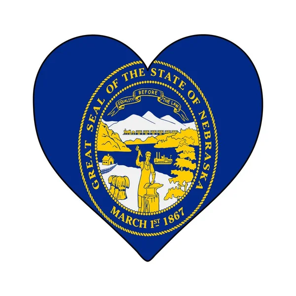 Nebraska Heart Shape Vlag Hou Van Nebraska Bezoek Nebraska Noord — Stockvector