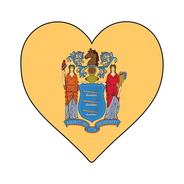 Bandiera Forma Cuore Del New Jersey Adoro New Jersey Visita — Vettoriale Stock