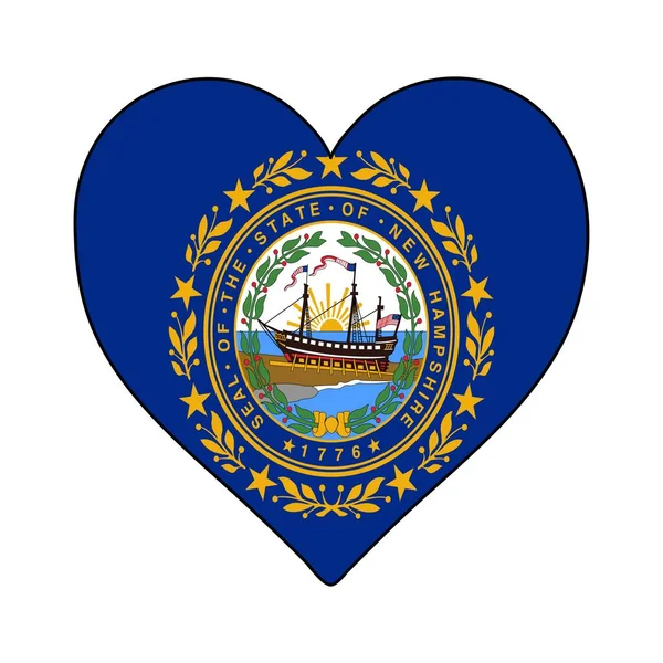 Bandiera New Hampshire Forma Cuore Adoro New Hampshire Visita New — Vettoriale Stock