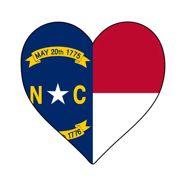North Carolina Hart Vorm Vlag Hou Van North Carolina Bezoek — Stockvector