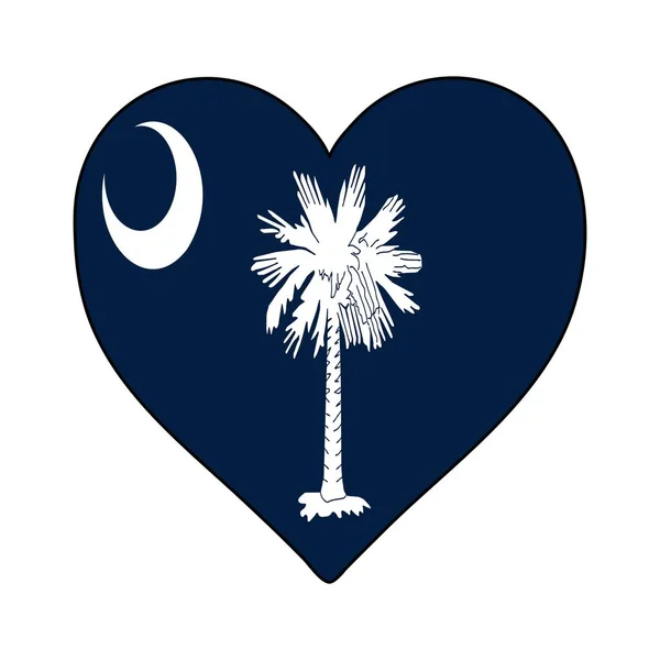 South Carolina Heart Shape Flag Love South Carolina Visit South — Stock Vector