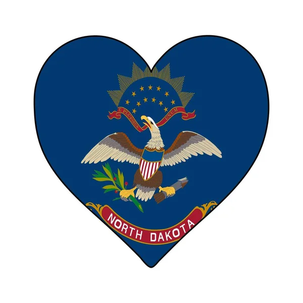 North Dakota Heart Shape Vlag Hou Van North Dakota Bezoek — Stockvector