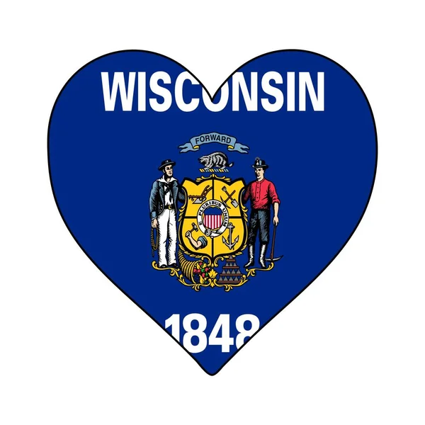Wisconsin Hart Vorm Vlag Hou Van Wisconsin Bezoek Wisconsin Noord — Stockvector