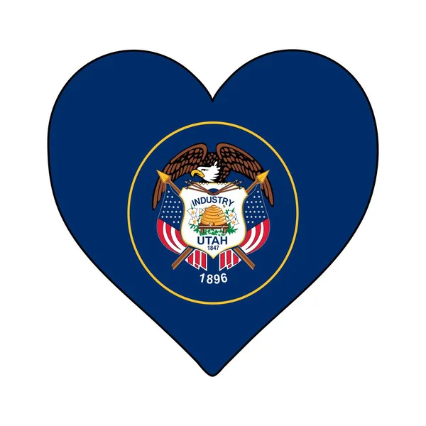 Bandeira Forma Coração Utah Adoro Utah Visite Utah América Norte —  Vetores de Stock