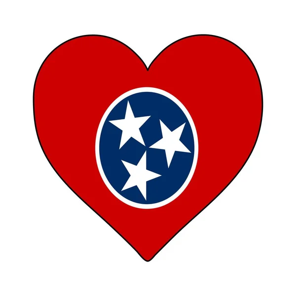 Drapeau Forme Coeur Tennessee Adore Tennessee Visitez Tennessee Amérique Nord — Image vectorielle