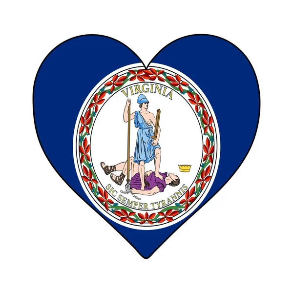 Virginia Heart Shape Flag Miluju Virginii Navštivte Virginii Severní Amerika — Stockový vektor